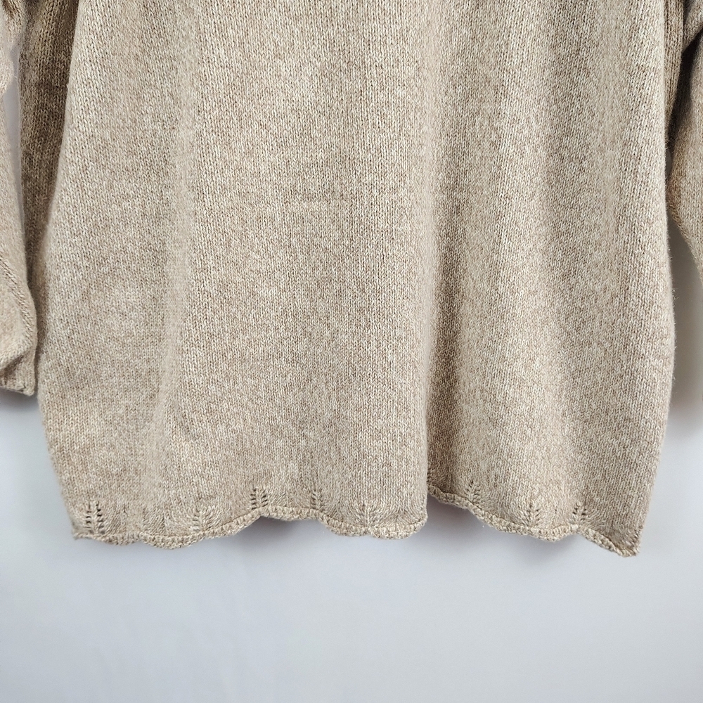 Vintage 90s Jantzen Women's Tan Plus Size Floral Embroidery Sweater Cottagecore - Picture 6 of 9